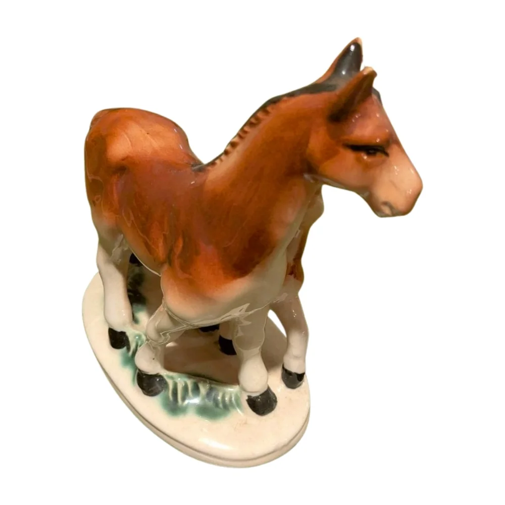 Vintage Horse Figurine Mare And Foal Ceramic Base 7” X 6”